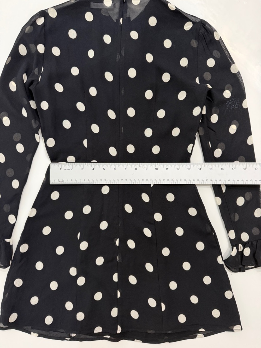 Reformation Fox Polka Dot Mini Dress Black White Tie Neck Size 4 EUC - Picture 8 of 9